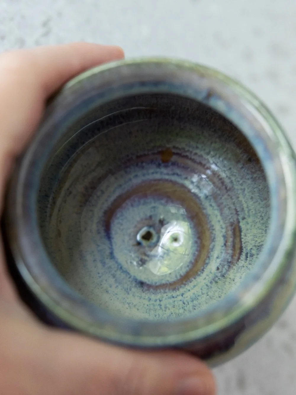 Studio pottery small blue pot planter 2.75 inches tall